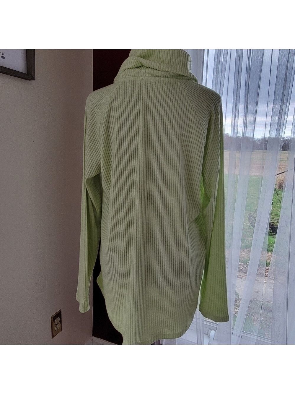Sonoma Chartreuse Lightweight Cowlneck Sweater Size XL EUC - Picture 3 of 9